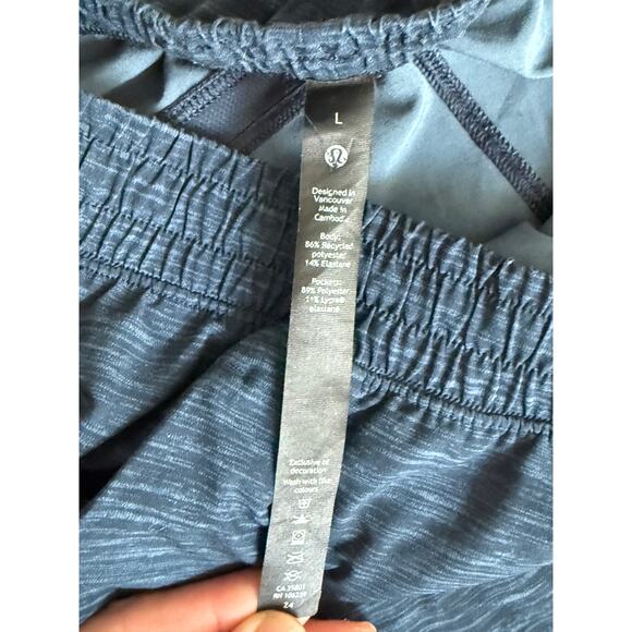(L)‎ $68 Lululemon Pace Breaker Short 9" Heather Allover Iron Blue True Navy - Picture 6 of 8